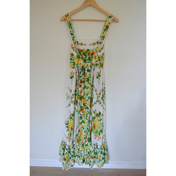 Farm Rio Papaya Salad Scarf Tie Open Back Floral Midi Dress Small - Picture 7 of 10